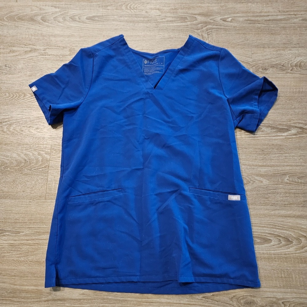 FIGS Women's Medium Royal Blue Technical Collection V-Neck Medical Scrub Top
